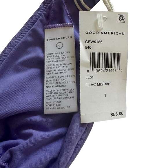 Good American Always Perfect Fit Swim Top Lilac Sz 1/S - Picture 6 of 6